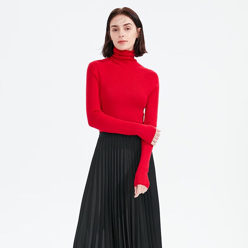 LANCY Pure Wool High-Neck Knit Sweater