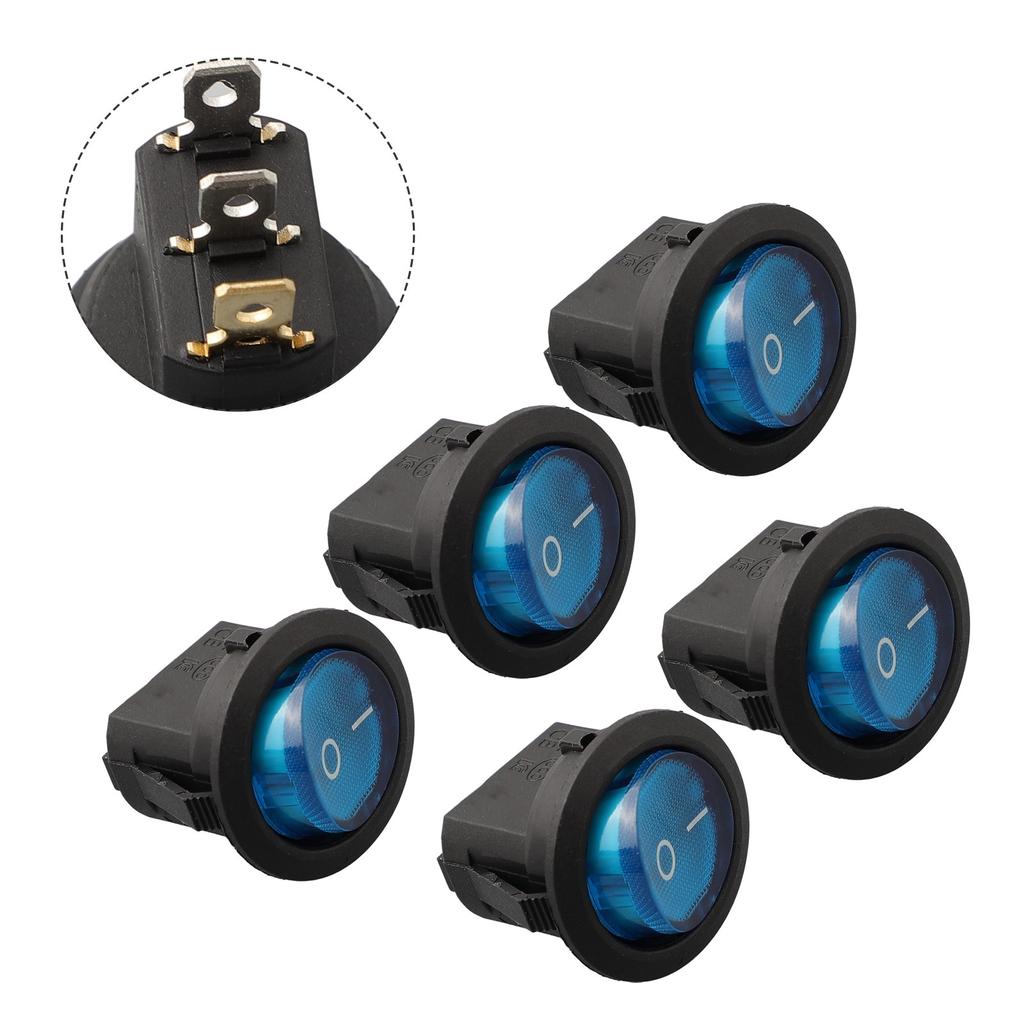 5Pcs 12V 20A Boat SPST Round On/Off Rocker Waterproof Switch Car Marine Auto