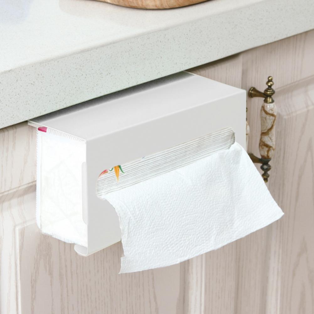 Tissue Holder Iron Rustproof Punch Free Back Hanging Tissue Shelf Paper Towel Rack Kitchen Accessories