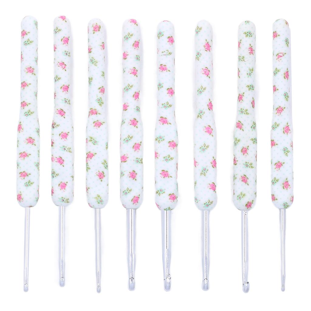 8pcs Crochet Hooks Ergonomic Design Comfortable Handle Easy Identification Compact Portable Knitting Supplies