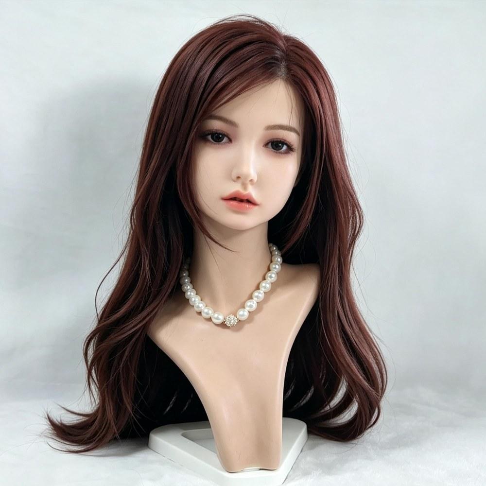 TEBILY Siliconen Levensgrote Figuur Hoofd met Geïmplanteerd Haar Mond Make-up Oefening Winkel Display Winkel Accessoires M16 Stud Meegeleverd