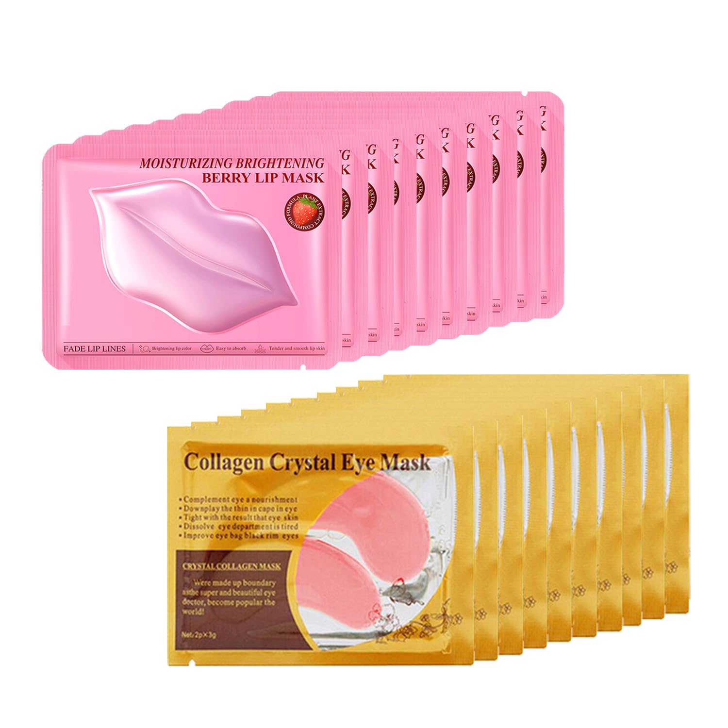 

20 Pairs Lip Mask & Eye Mask,Crystal Gel Eye Pads Nourishes the Lip Patches for Skin Care Spa Daily Moisturizing Eye Patches for Puffy Eyes Z001