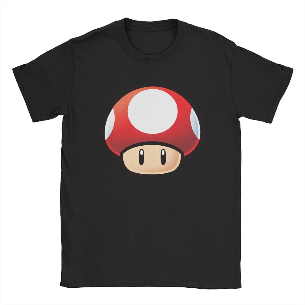 Miniso Camisetas Rojas Champiñón Mario Hombre Mujer Algodón Camisetas Vintage Cuello Redondo Camisetas Manga Corta Ropa Estampado