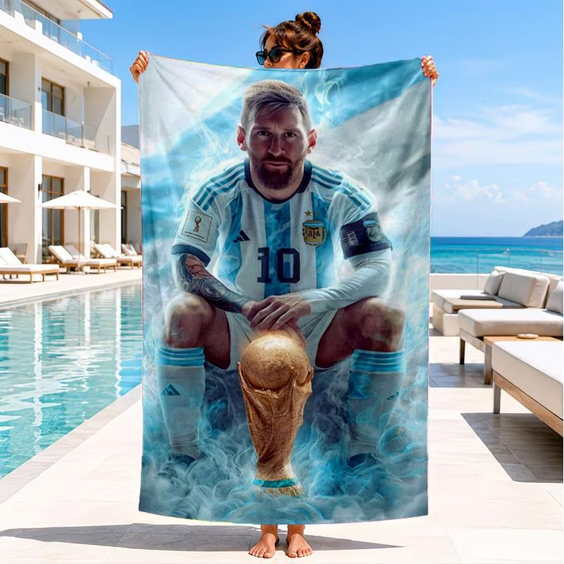 World Cup Celebration Messi Beach Towel, Quick-drying, Easy To Care For, Suitable for Both Fitness and Beach Vacations,Sports Essential