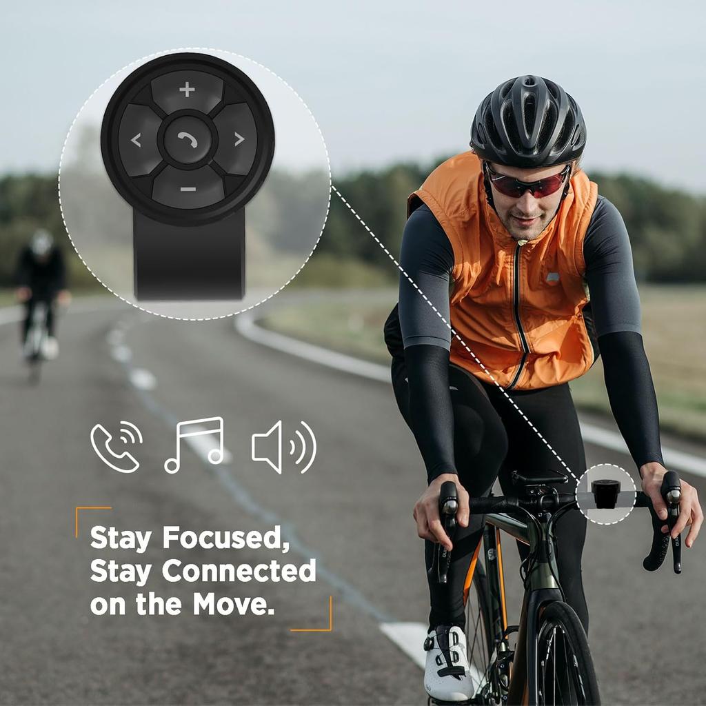 Bluetooth Media Button Remote Control IPX6 Waterproof Strap Type Wireless Controller for Car Bike Motorbike Steering Wheel Siri Call & Camera