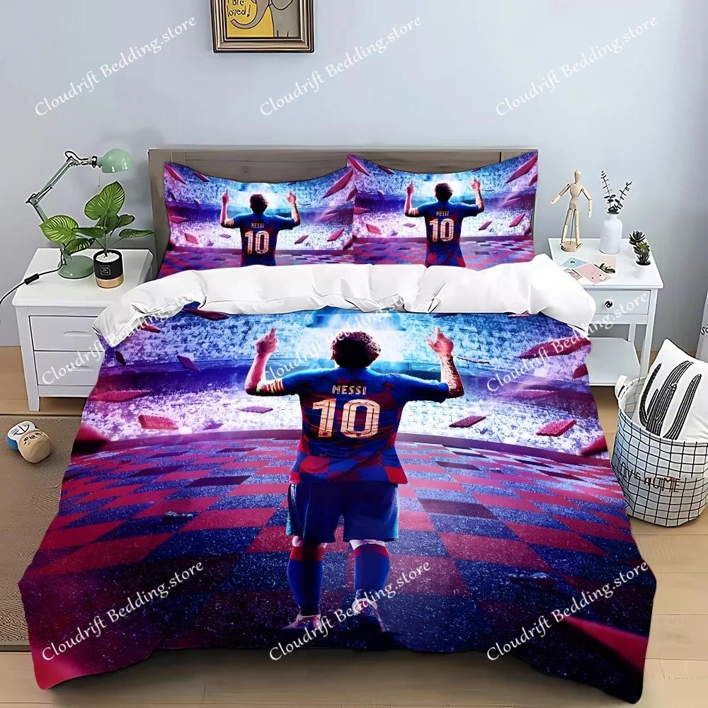 Football Star Duvet Cover Pillowcase M-Messi CR7 Bedding Set Adult Boy Girl Bedroom Decoration Gift Single Double Large Size963