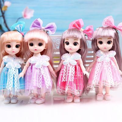 16cm Doll Clothes Removable 13-joint Mini Girl 3 D Eyes Doll Princess Dress Up Girl Birthday Gift