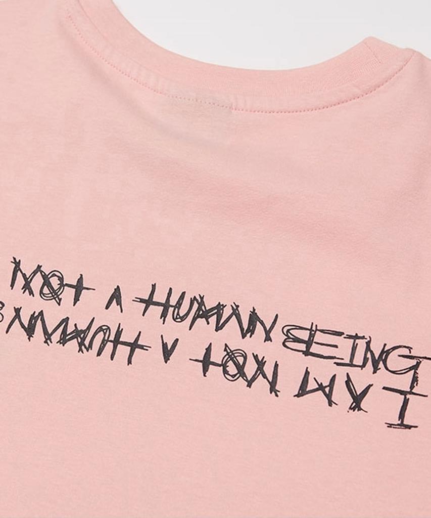 Aimnaseohyumeonbiing Embroidery Front Short Sleeve T-Shirt - Pink