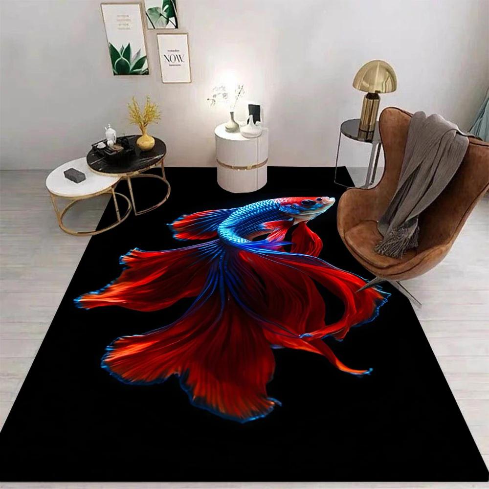 Fish Carpet Cartoon Living Room Bedroom Kitchen Sofa Table Balcony Rug Non-slip Washable Mat Exquisite Home Ornaments