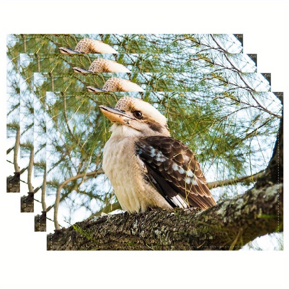 4pcs, Linen Placemat Laughing Kookaburra Bird Nature Photo Australian Animal Decor Kitchen Dining Table Mat Gift 4PCS
