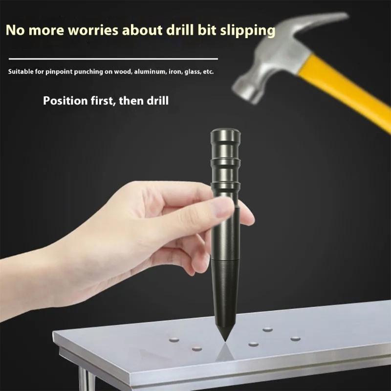 Automatic Center Punch Steel Spring Loaded Center Hole Punch Adjustable Spring Center Marker Tools for Woodworking