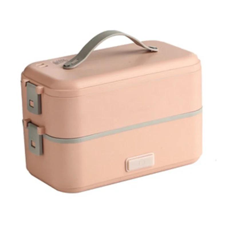

Portable Electric Heating Insulation Food Container Double - layer Lunch Box Dinnerware Food Storage Bento Lunch Box 2 Layers розовый