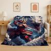 Japan Samurai Art Bushido Katana Cartoon Flannel Blanket Soft Throw Blanket for Bedroom Living Room Bed Travel Camping Nap Gift