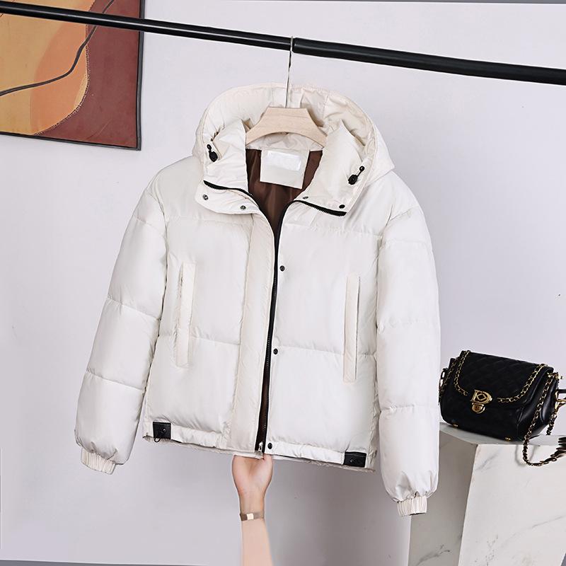Solid color cotton-padded women's winter small man hooded cotton-padded jacket warm jacket