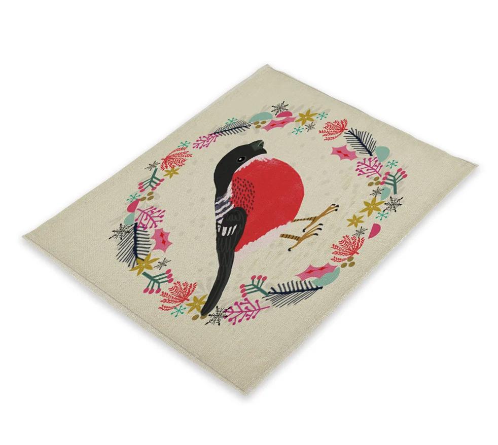 

Cute Animal Bird Print Illustration Placemat for Dining Table Table Mats Black Swan Decoration Cloth Napkins 2pcs 30x45cm