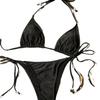 European & American Halter Tie Bikini: Sexy Two-Piece Solid Color Swimsuit for Women