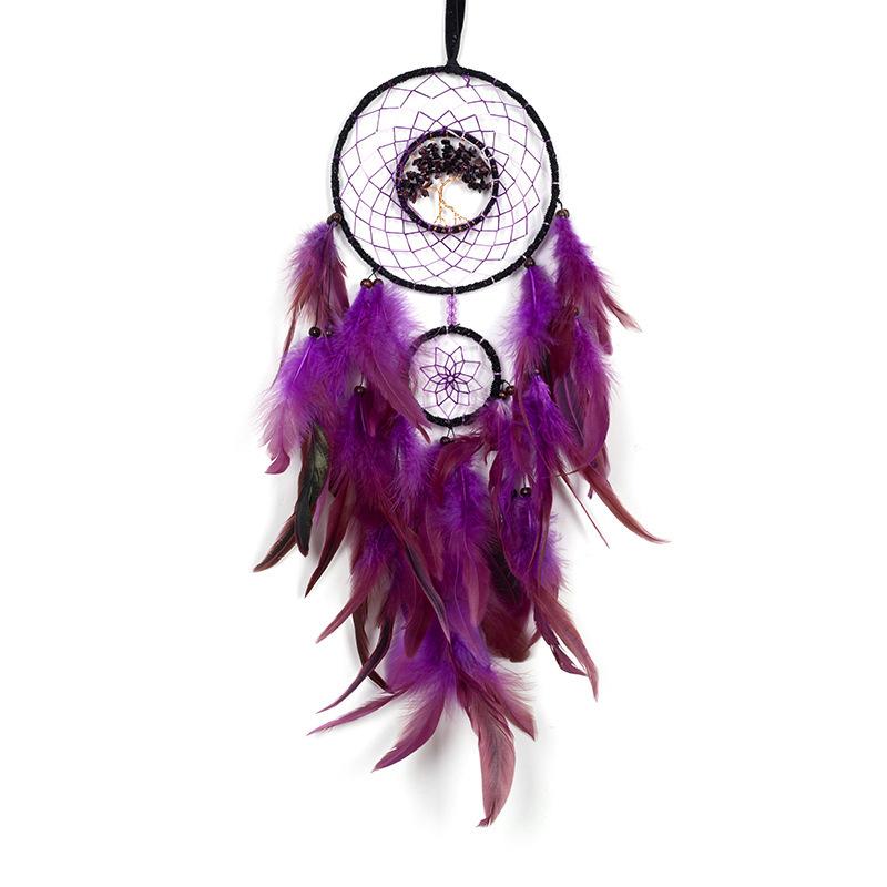 Life Tree Wind Chime Stone Hanging Ornament Fresh Girl Heart Forest Feather Pendant Bedroom Windowsill Creative Decoration