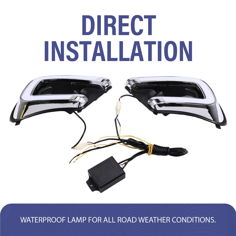 LED Turn Signal Car Daytime Running Light Fog Lamp Hole DRL 1 Pair For Dodge Journey FIAT Freemont 2014-2017