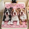 Cartoon Pitbull,pattern Flannel Blanket, High quality Comfortable for All Seasons, Home Decor, Warmth and Comfort, Perfect for Gifts.