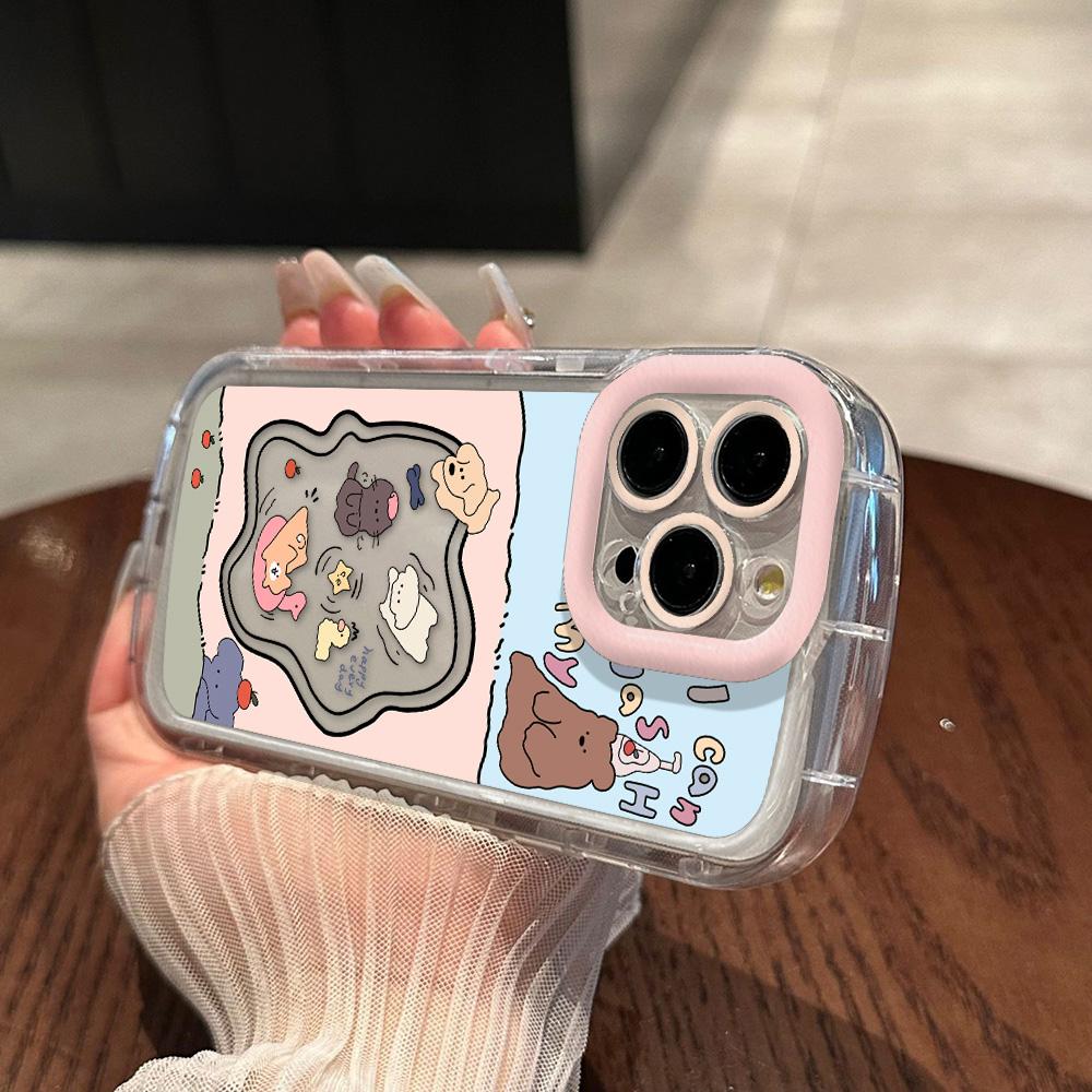 Mobile Phone Cases for iPhone 11 13 XR 15 Pro Max 12 14 Pro Max Case iPhone 16 7 Plus 8 Plus XS Max Cartoon Pattern Anti-drop Protection Shockproof