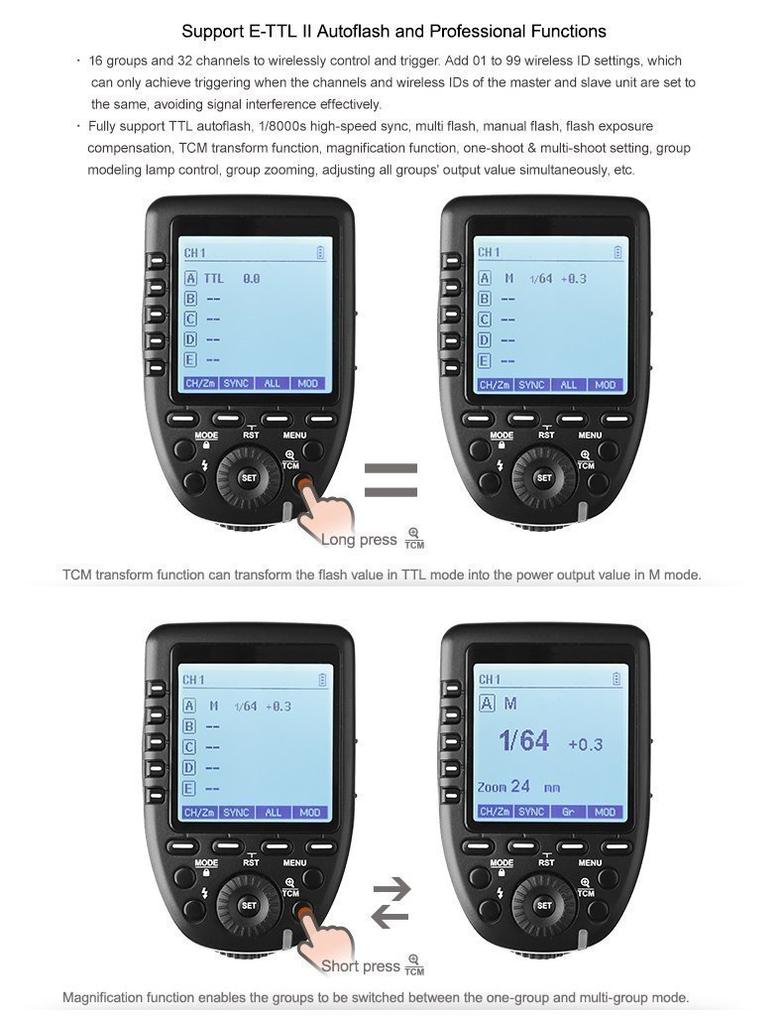 Product with Technical Compliance Mark and Japanese Manual Godox II Wireless Flash Trigger High Speed Sync X System High Speed Large Screen LCD Screen