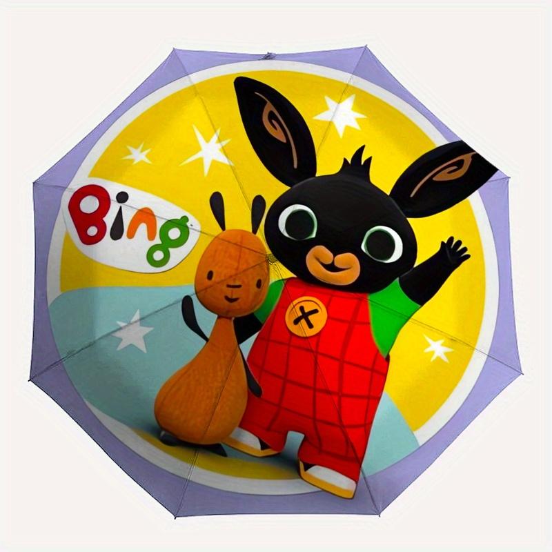 Bing, Rabbit Automatic Folding Umbrella 8 Ribs, Durable Iron Frame, Bright Color Pattern Compact Travel Umbrella, Suitable for Outdoor, Bea