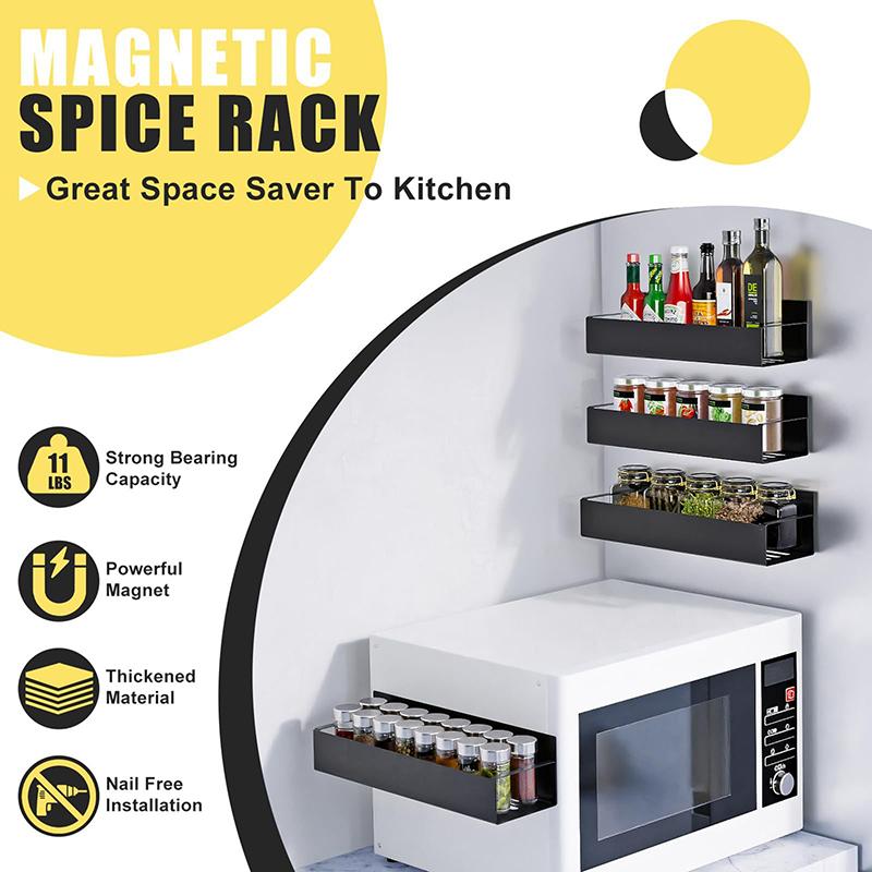 Magnetic Fridge Shelf Spice Storage Rack Refrigerator Side Shelf Household Space Saving Kitchen Organizer Shelf