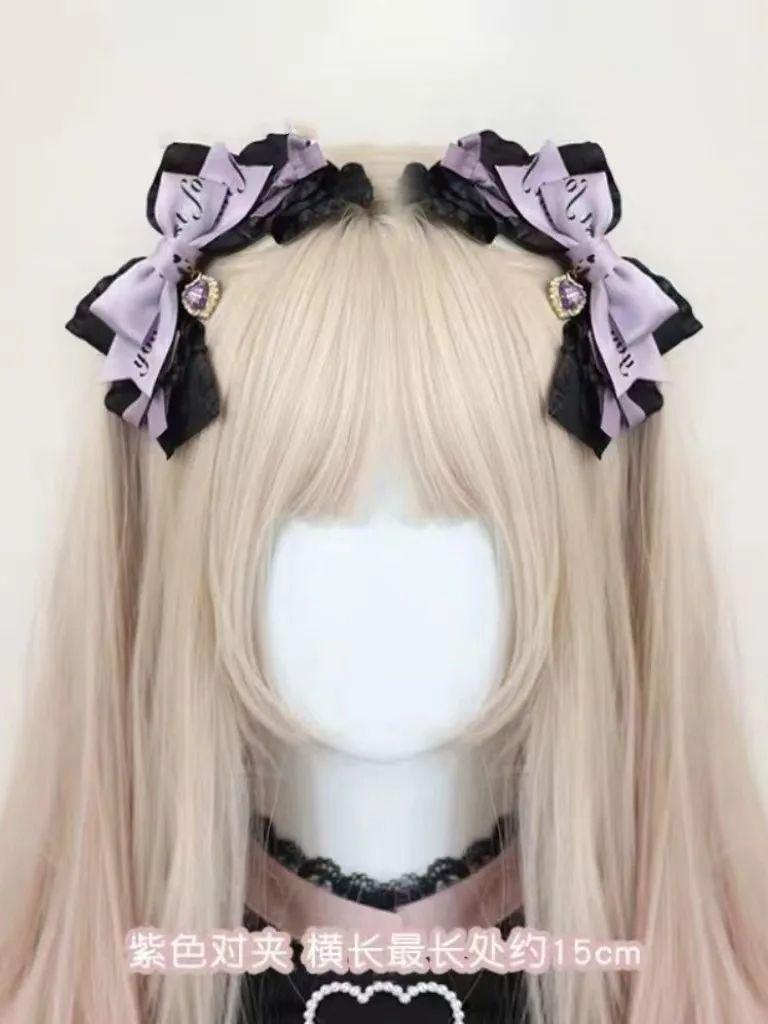 [1 pair]Lolita Hair Clips Hair Bows Girl Y2k Accessories Trendy Hair Barrettes Fashion Hair Buckle Bows for Girls Hair Darling
