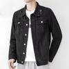 Męska Modna Czarna Kurtka Robocza z Denimu - Wiosna/Jesień Moda, Luźny Krój, Styl Koreański