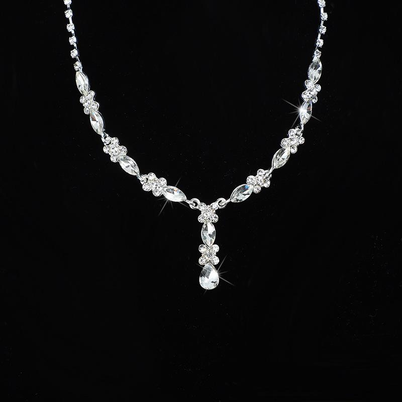 Fashion Necklace Earrings Bridal Set Necklace Dinner Party Wedding Full Diamond Women's Elegant Adjustment Crystal Pendant Jewelry 2026