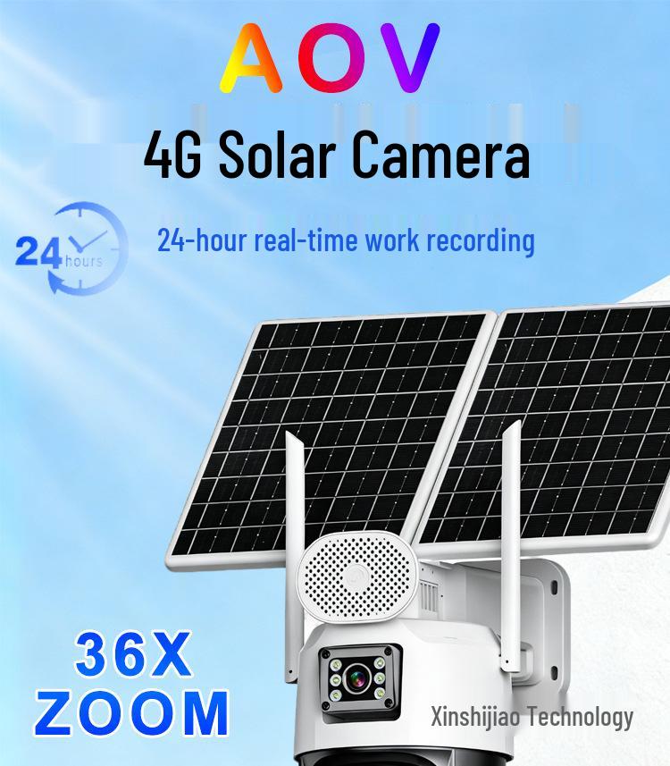 AOV4g Dual Lens Solar Camera with Dual Screen and 18x/36x Electric Zoom by HiEasy