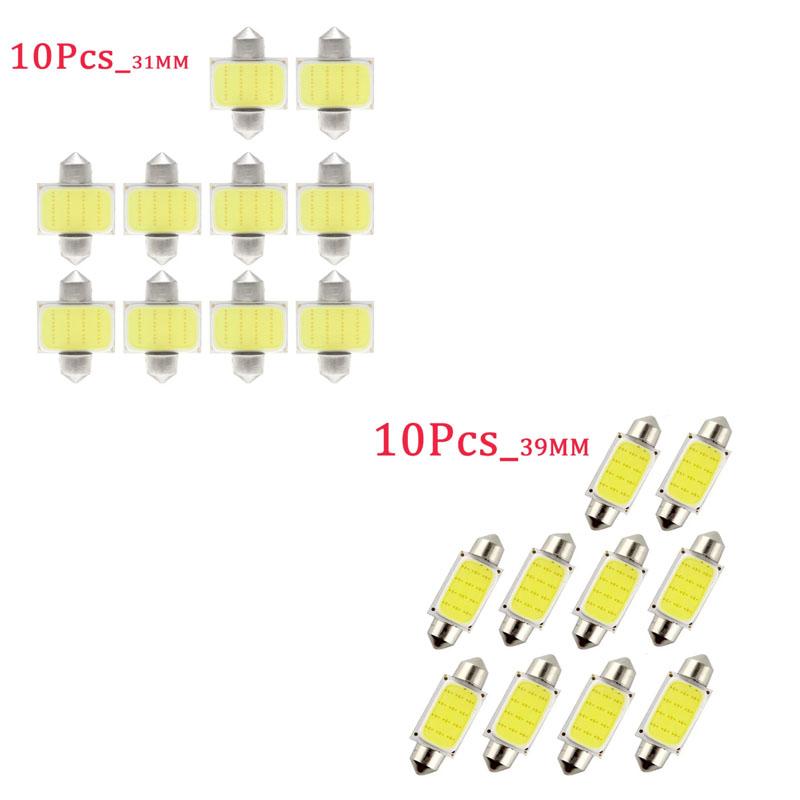 10-40Pcs White COB C5W LED Bulbs 12V 24V Car Auto Festoon Dome Interior LED Lights Lamp Roof Reading Bulb 31mm 36mm 39mm 41mm Bulbs 7