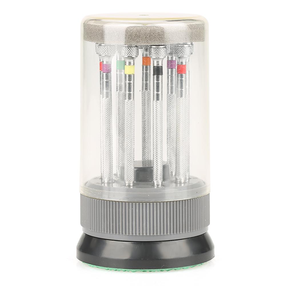9Pcs Set Watch Slotted Screwdriver Set Repair Watchmakers Tools with Swivel Base Plate