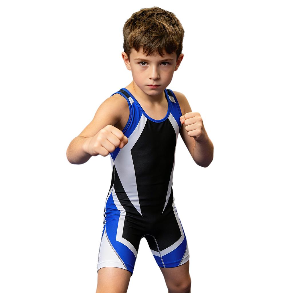Canottiera da Lotta per Ragazzi Color Block Senza Maniche Lunghezza Coscia Body per Sport Allenamento Esercizio Ciclismo Allenamento