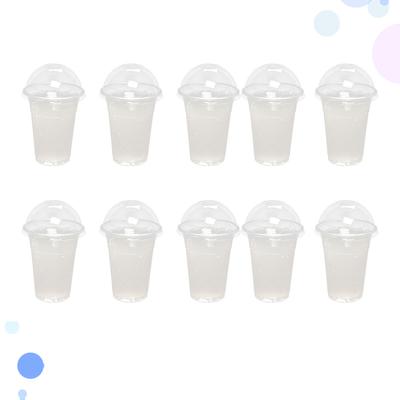 50 סטים של כוסות פלסטיק שקופות עם מכסים כיפתיים 380 מ"ל כוסות חד פעמיות לתה מיץ פירות תה חלב מושלם לדוכנים זיכיונות