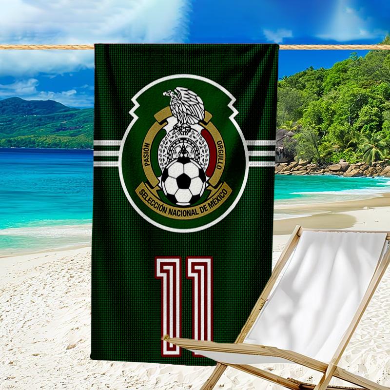Mexico Football Team Emblem Printed Beach Towel, Super Soft Microfiber, Perfect Gift Birthday, for Pool, Beach, Travel, for Family and Friends