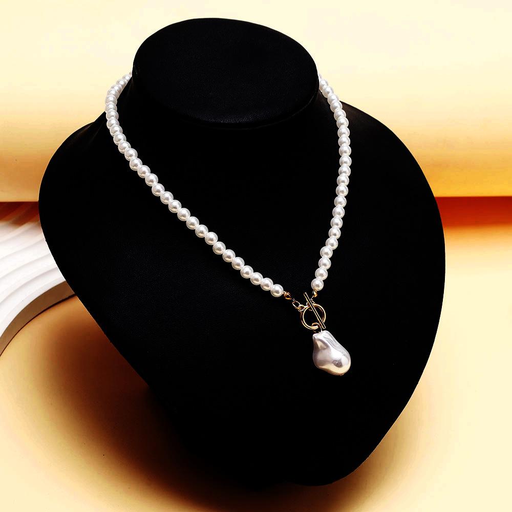Baroque Faux Pearl Necklace, Elegant Beaded Clavicle Chain for Women