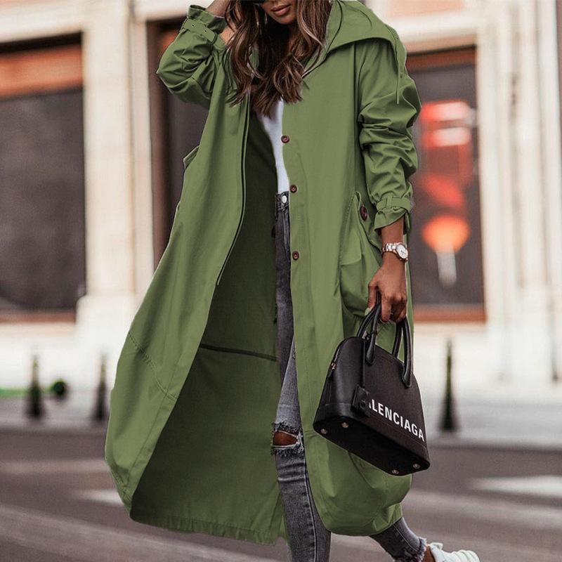 Women's FD678 Medium-Length Windbreaker Coat - Large Lapel, Unique Style for Autumn/Winter 2025