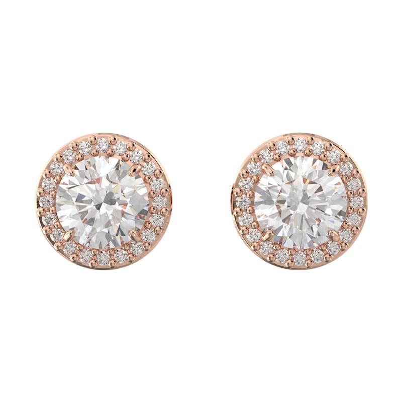 Swarovski Constella Stud Earrings Round Cut Women Rose Gold 5636275