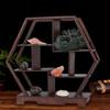 Home Carving Crafts Rack Antique Display Rack Flower Pot Rack Desk Decoration (Hexagonal)