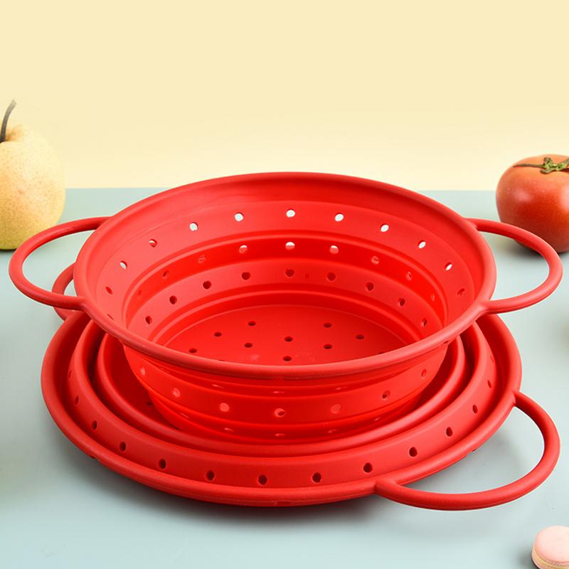 Silikon Sieb Lebensmittelsieb Weich Faltbares Küchensieb mit Griffen Vielseitiges Spülenbecken Sieb Abtropfkorb