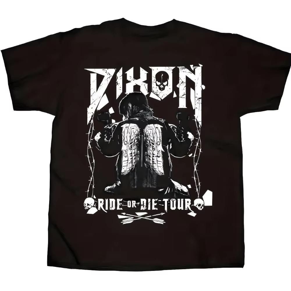 2026 UnisexS  Women The Walking Dead Daryl Dixon Graphic TShirt Ride or Die Tour Design with Daryl Dixon Motorcycle Rider Print S
