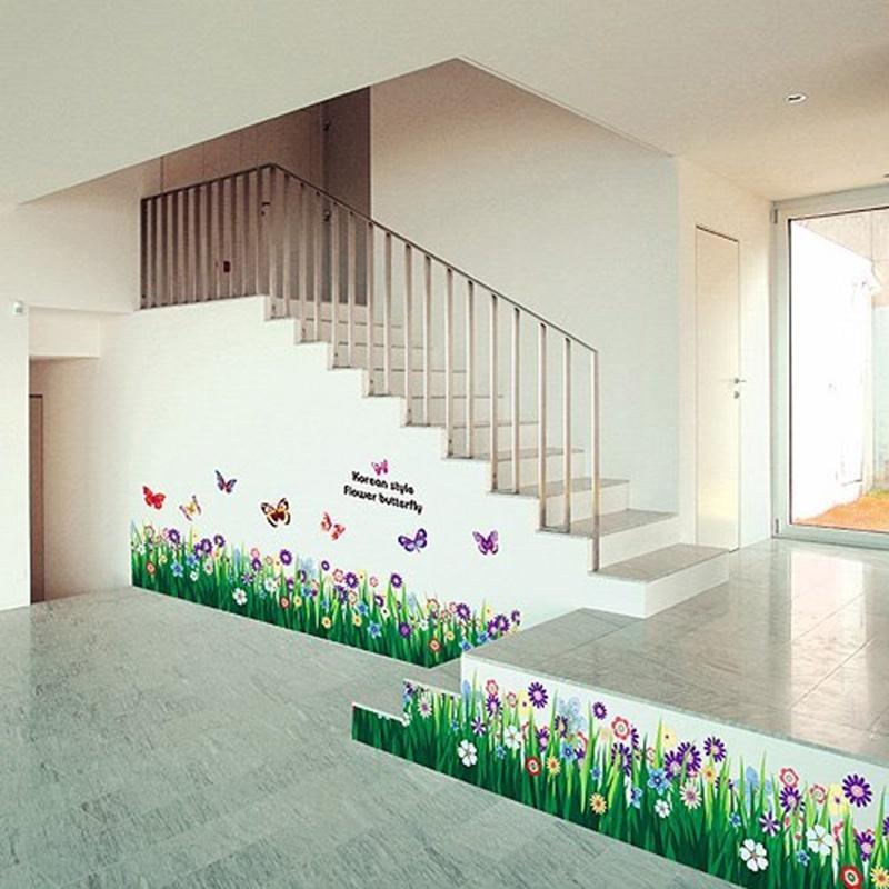 Schmetterling Gras Blume DIY Abnehmbare Kunst Vinyl Zitat Wandaufkleber Aufkleber Wandbild Zuhause Zimmer