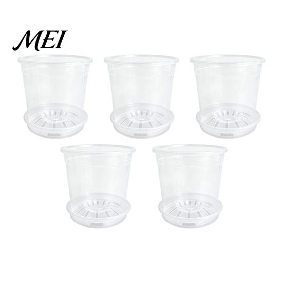 Plant Containers with Saucer Compatibility Clear Plastic Orchid Pot Saucer, Compression Resistant Basins Drainage Holes, Ventilated Flower for