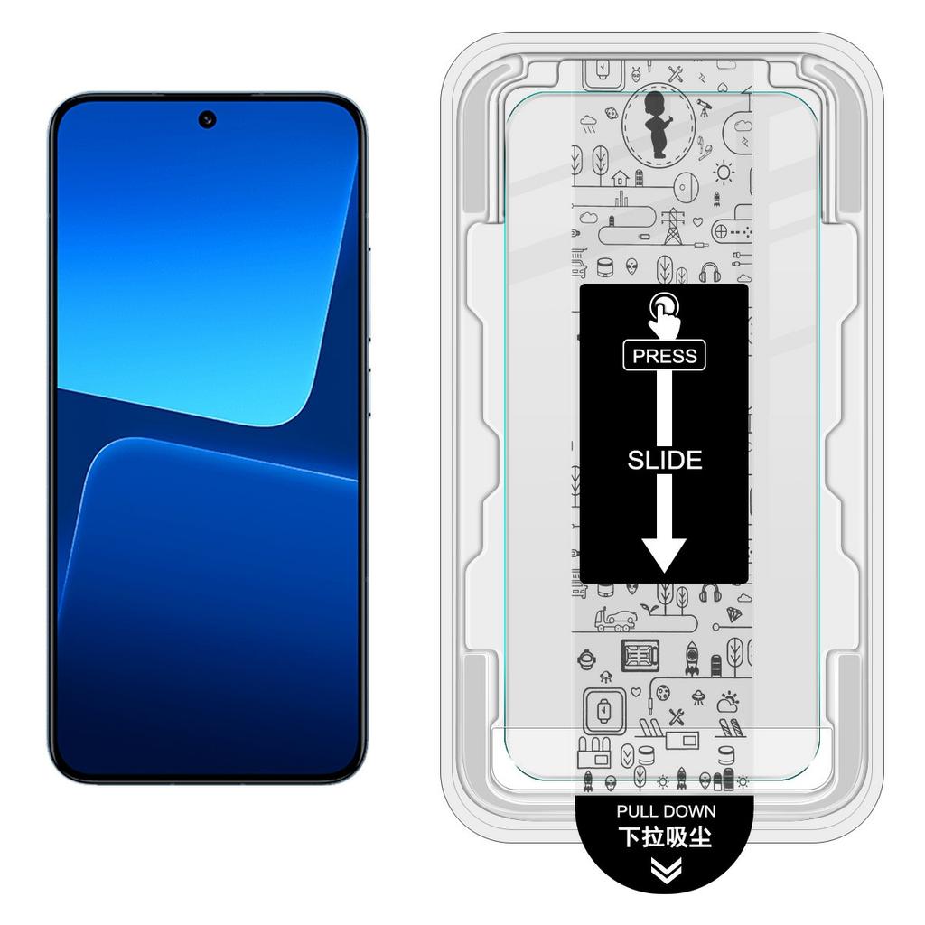 IMAK Seria H Dla Xiaomi 14/13 Szkło Hartowane Ochraniacz Ekranu Folia Instalacyjna Bez Pyłu (Odblokuj odcisk palca)