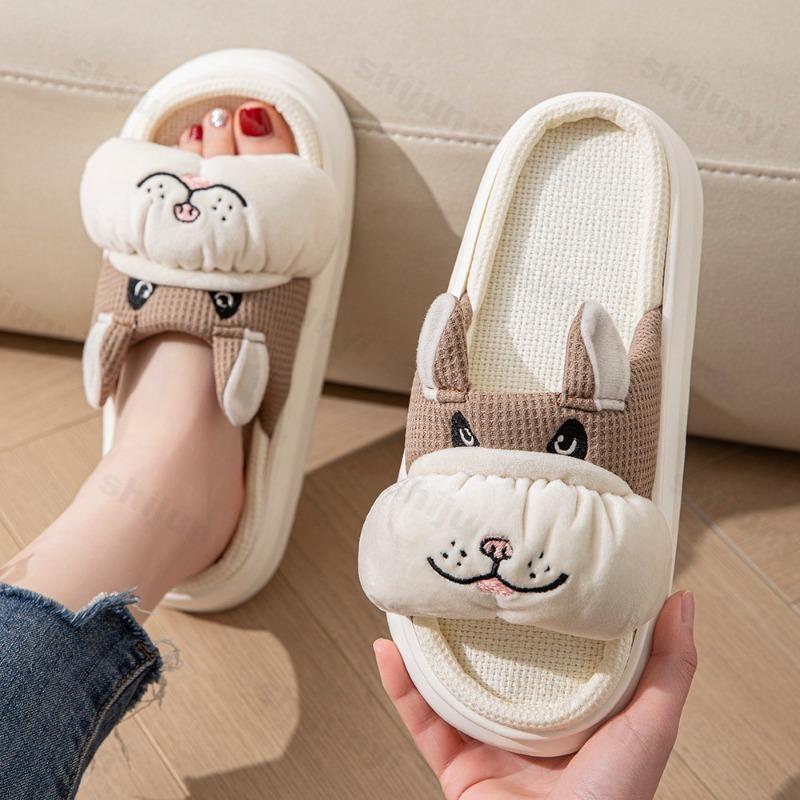 Fashion Women Slippers Cute Cartoon Cow Comfortable Platform Spring Couple Home Slippers Ladies Cotton Linen Indoor Slipper Wholesale