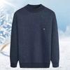Winter Plus Velvet Sweater Round Neck Knit Sweater Plus Velvet Warm Pullover Sweater Suitable for Middle-aged and Elderly Dads