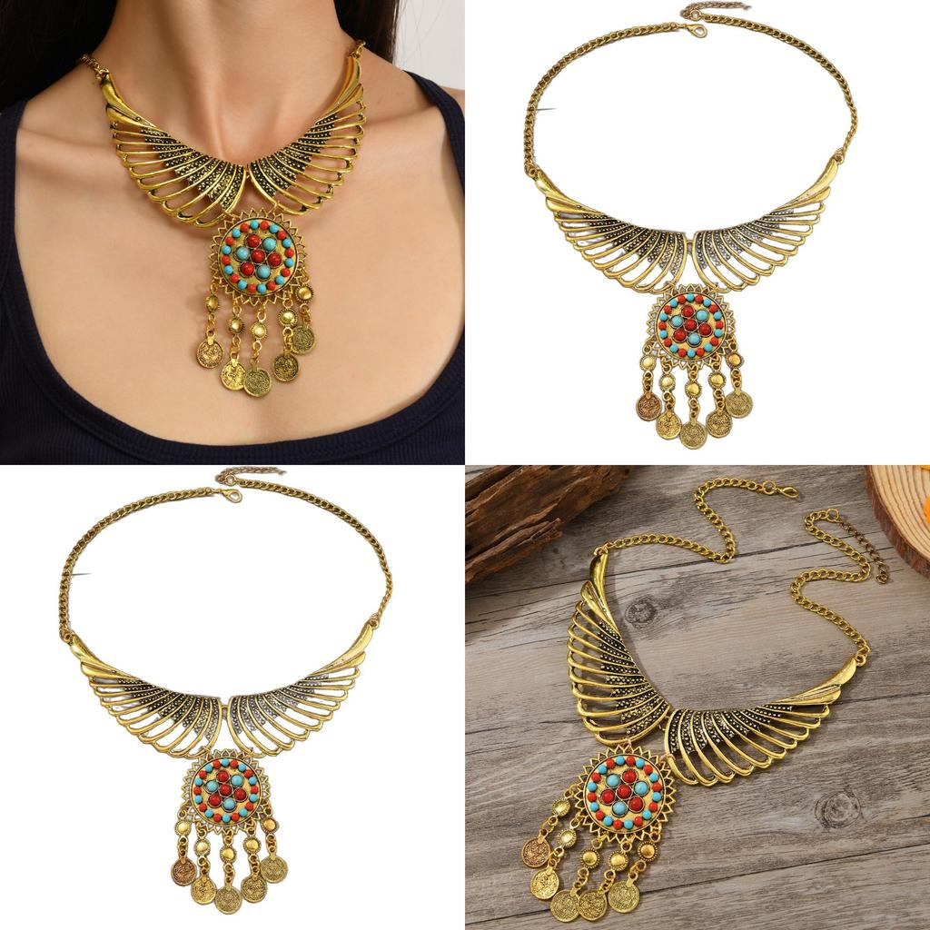 Inspired Vintage Ethnic Coin And Tassel Necklace With Wing Design For Daily