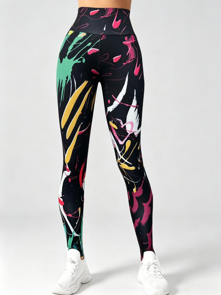 Popular European and American yoga pants 1D digital printing leggings bottoming women's outdoor sports fitness trousers