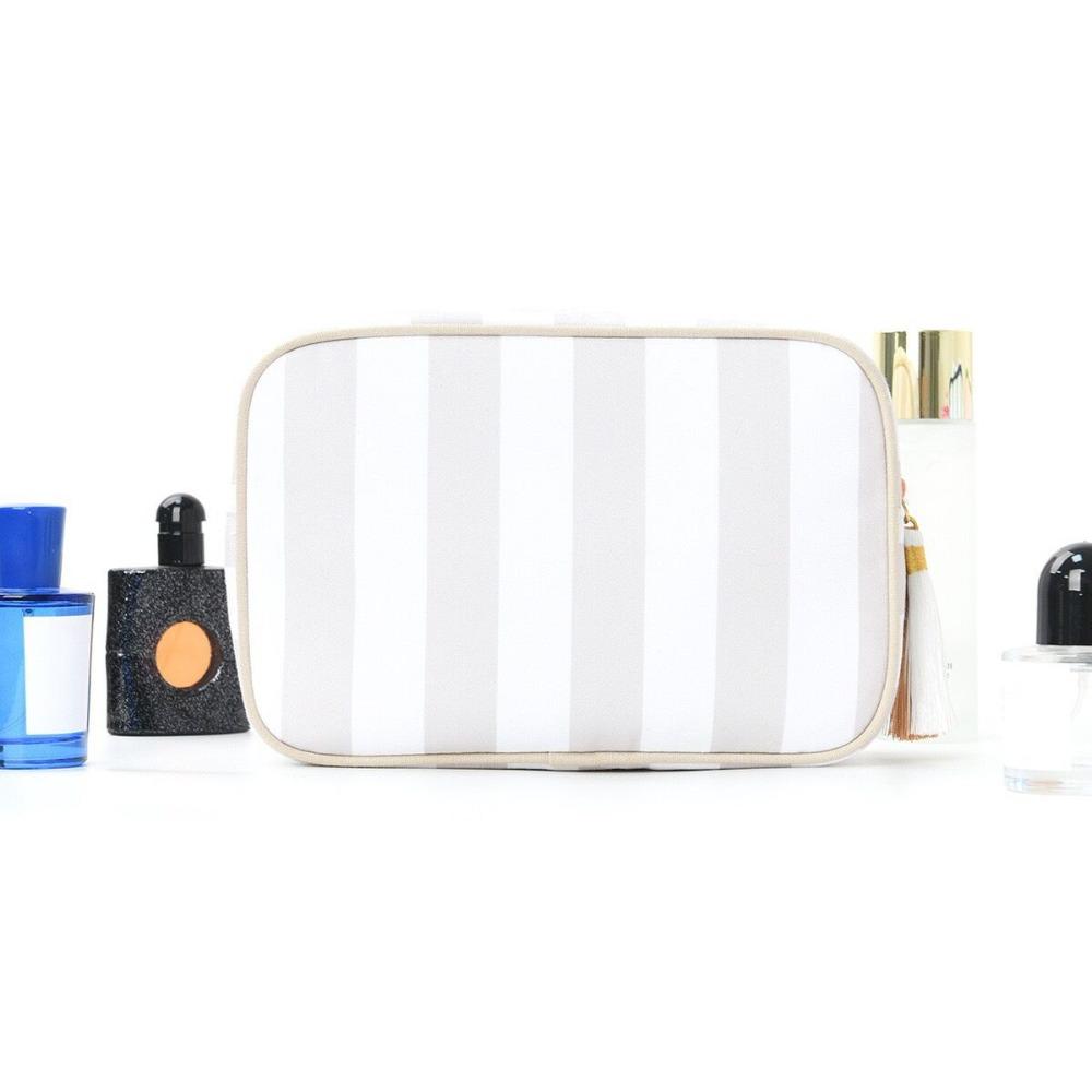 Fashion Striped Cosmetic Bag Tassel Portable Canvas Bags Large Capacity High-Value Makeup Organizer Travel